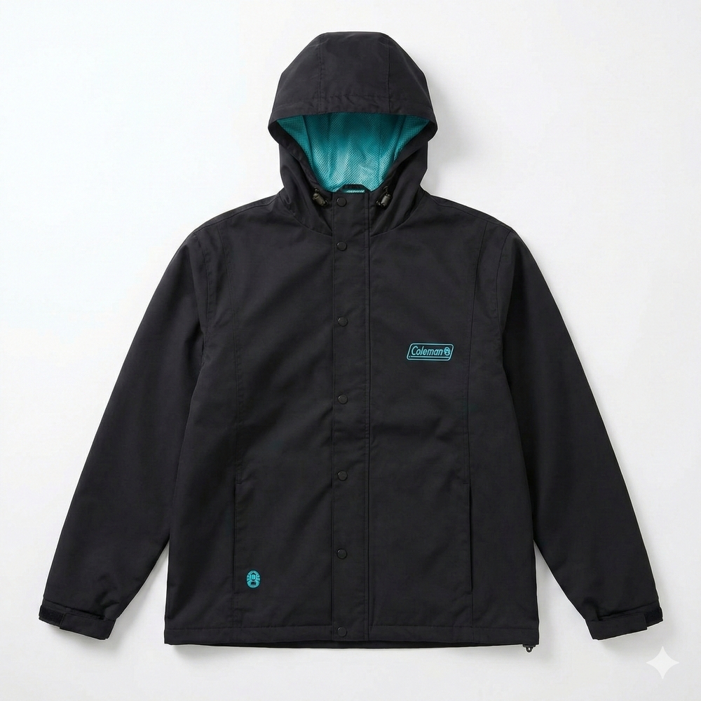 Coleman Men's Black Raincoat with Teal Lining
